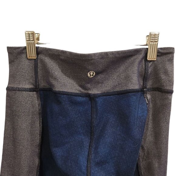 Lululemon Wunder Under Sashiko Denim Blue Cropped Leggings Limited Edition 4 - Picture 3 of 6
